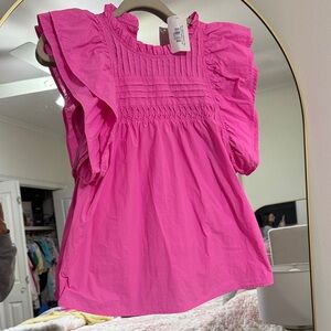 THML Bright Pink Ruffled Blouse